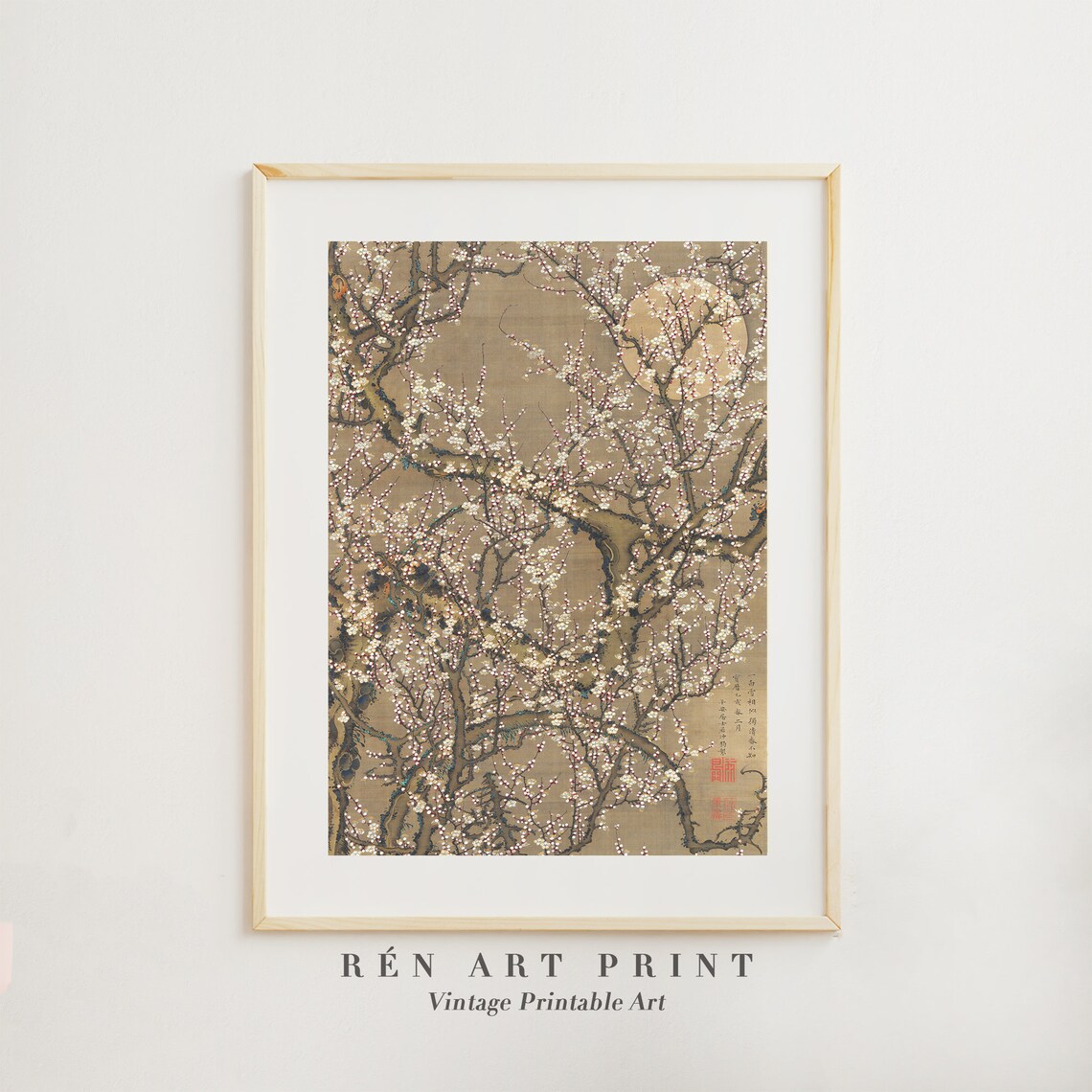 Vintage Japanese White Blossom by Ito Jakuchu