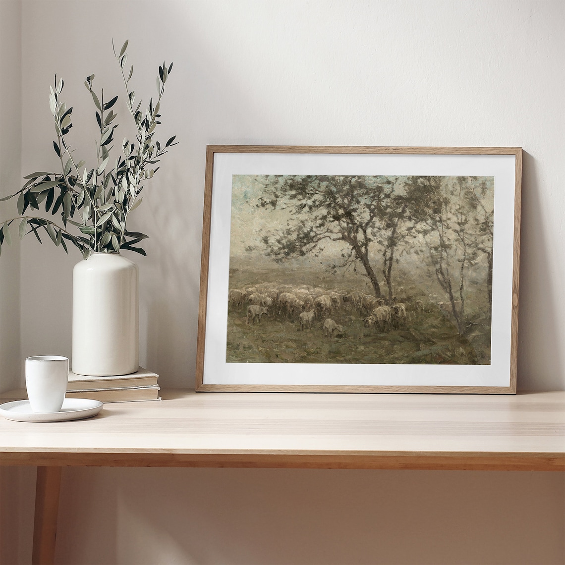 Sheep Painting Vintage Cottage Landscape Art Print - Image 2