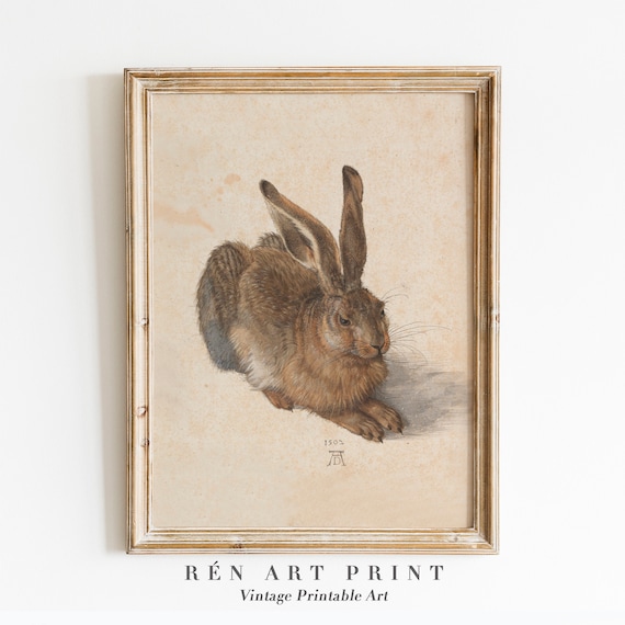 Vintage Rabbit Painting Antique Bunny Art Print