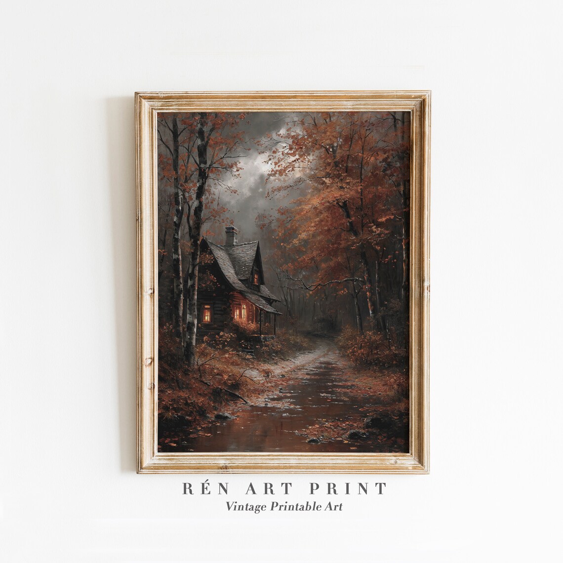 Moody Farmhouse Autumn Countryside Art Print