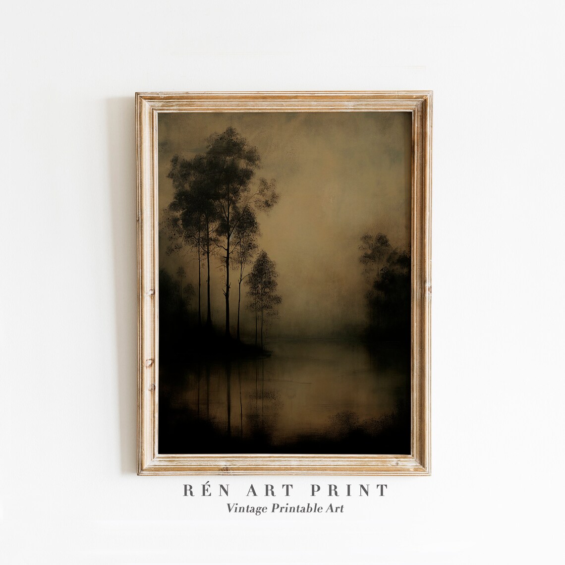 Moody Landscape Art Print, Dark Rustic Vintage Fall Night
