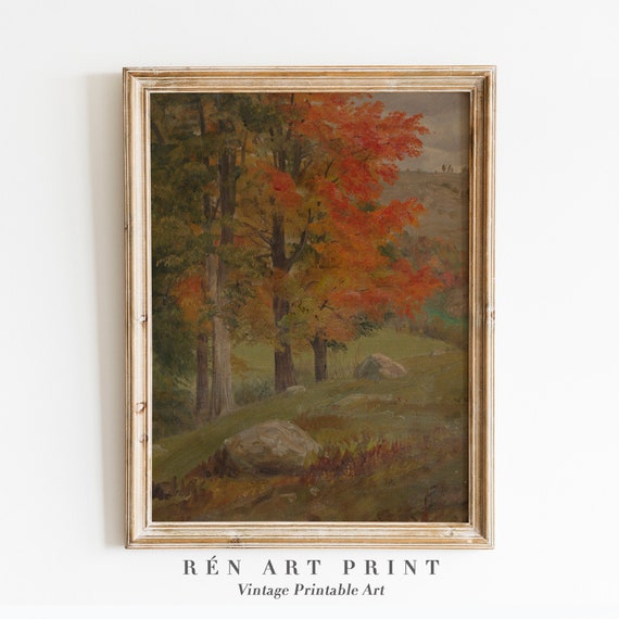 Fall Landscape, Vintage Autumn Painting Art Print