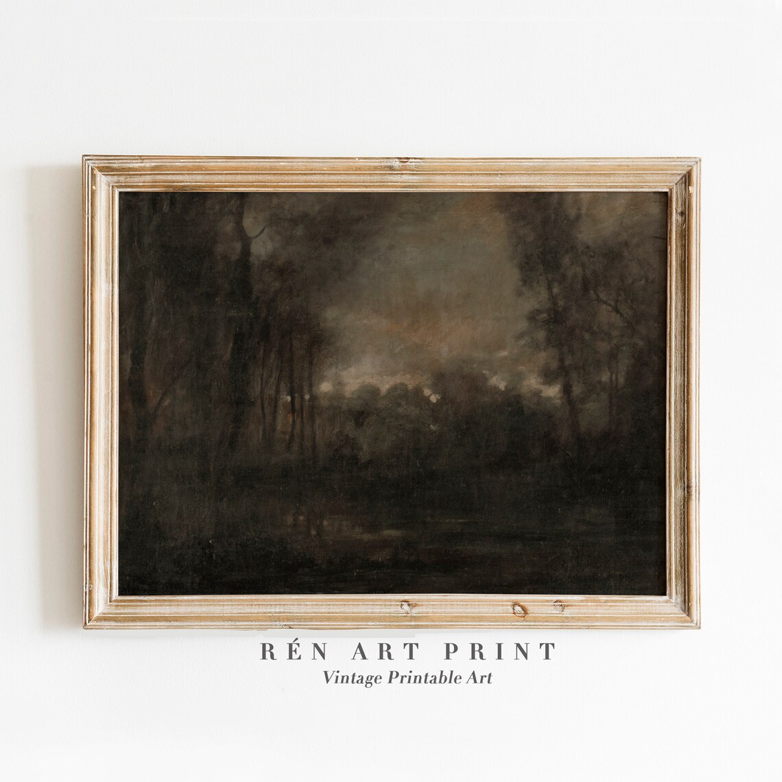 Moody Landscape Painting, Vintage Cottagecore Art Print