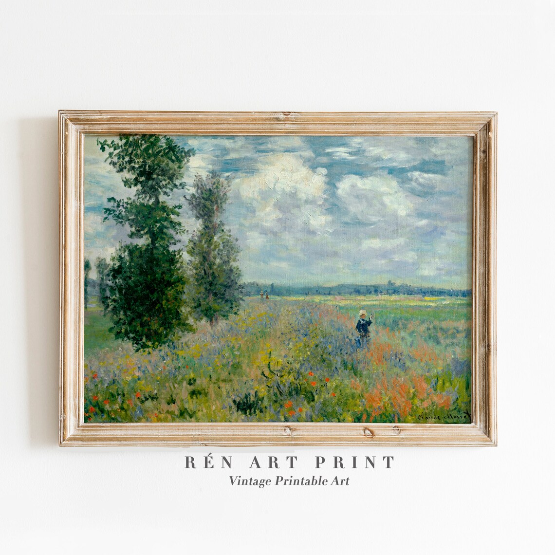 Vintage Spring Poppy Fields Landscape Art Print