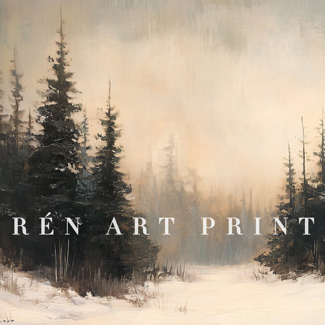 Winter Pine Forest Vintage Christmas Art Print - Image 3