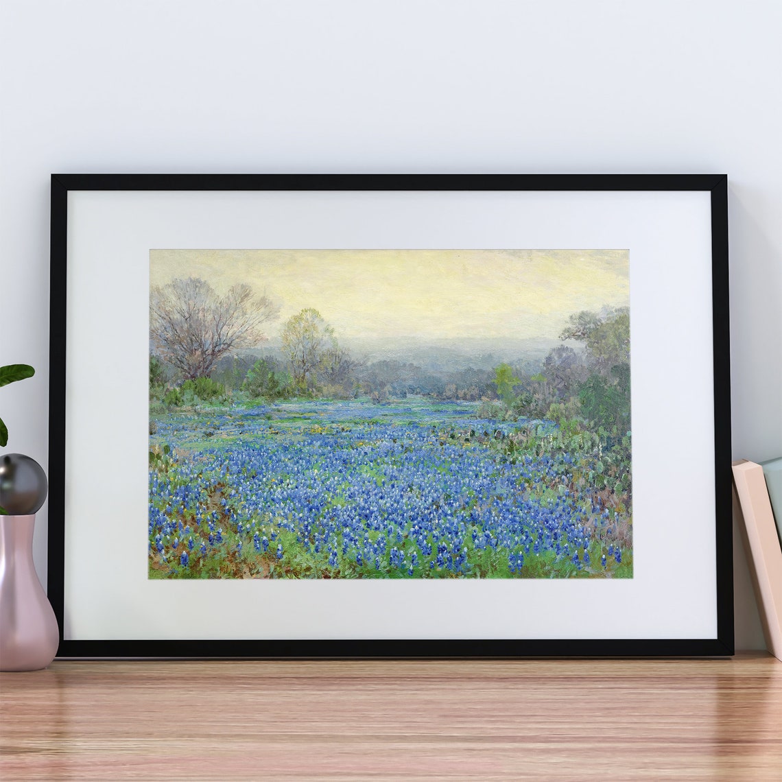 Bluebonnet Field Vintage Spring Blue Wildflower Meadow Art Poster - Image 3