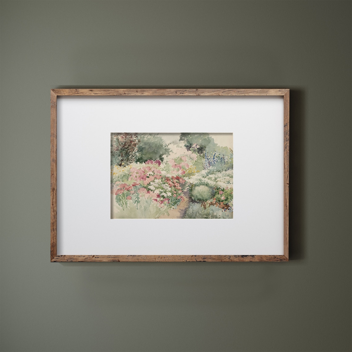 Spring Flower Field Watercolor Landscape Art Print - Image 2