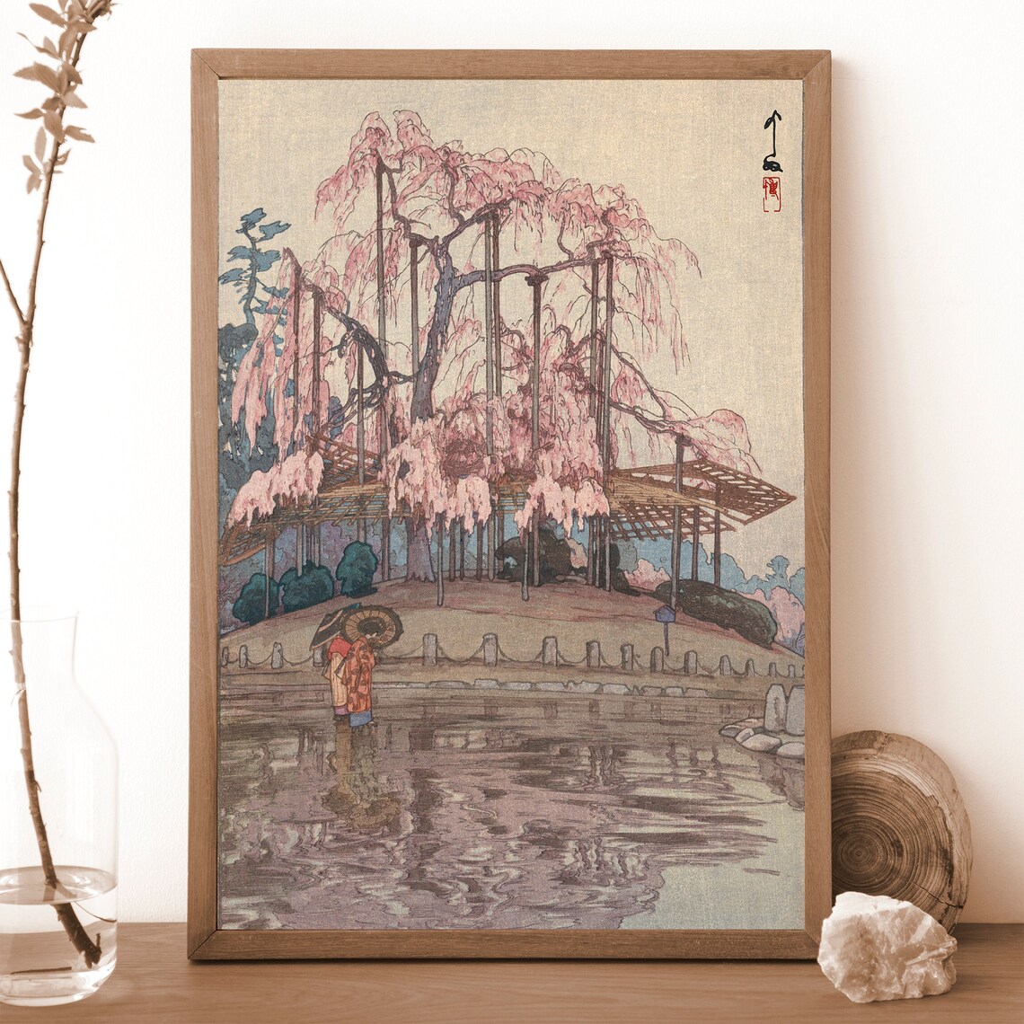 Japanese Cherry Blossom Woodblock Print, Spring Art - Image 3