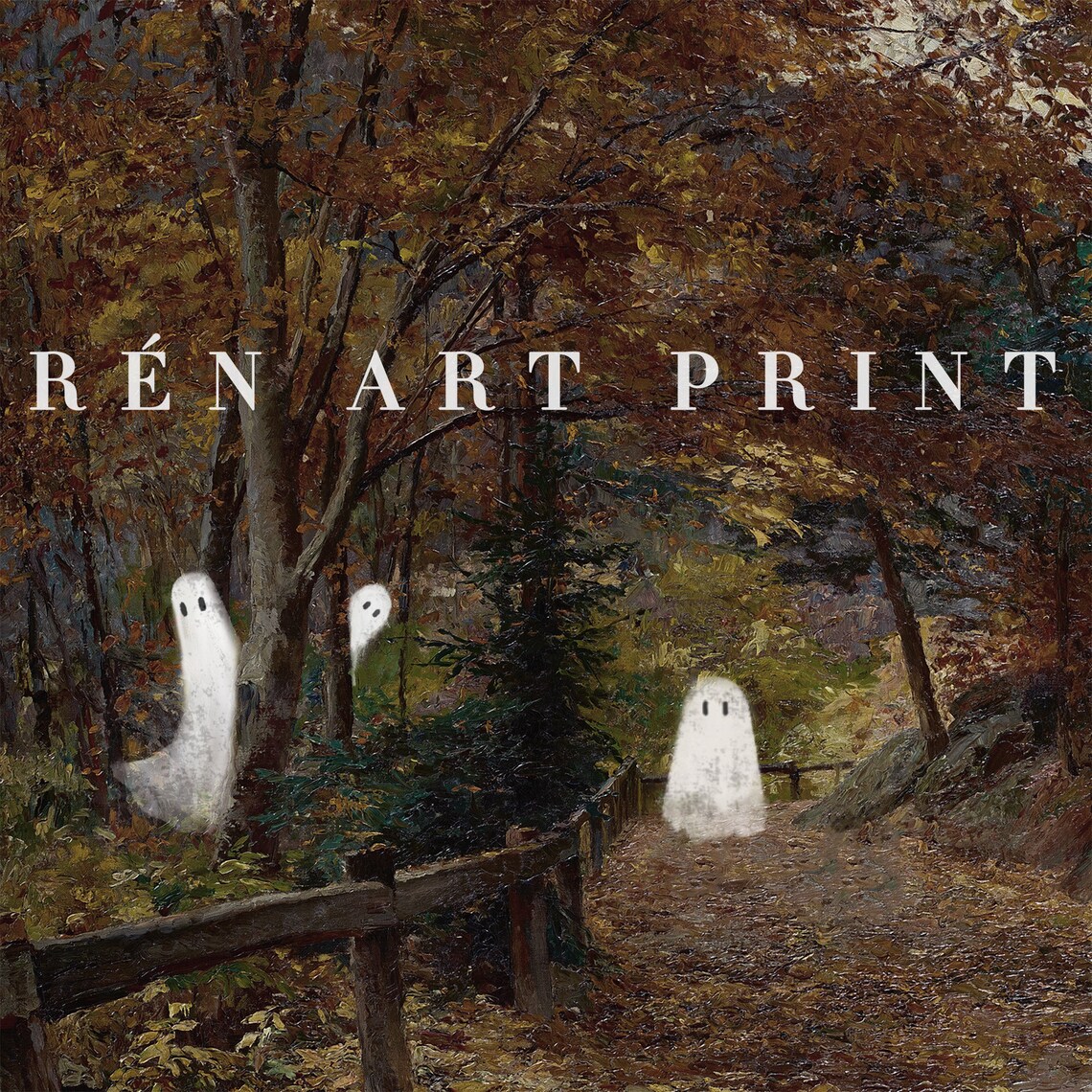 Cute Ghost Painting Halloween Wall Art, Vintage Fall - Image 3