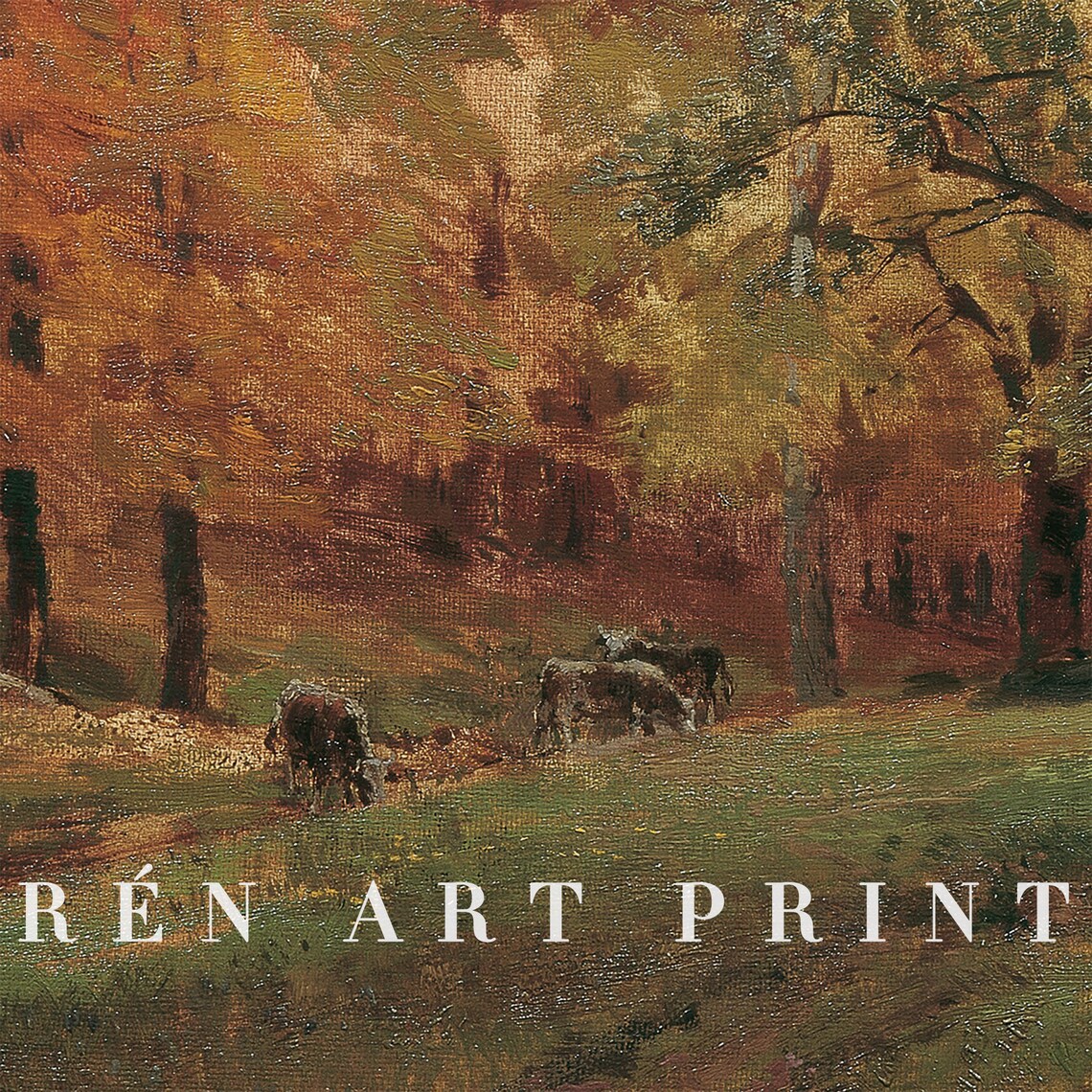 Antique Autumn Landscape Art Print, Farmhouse Vintage - Image 3