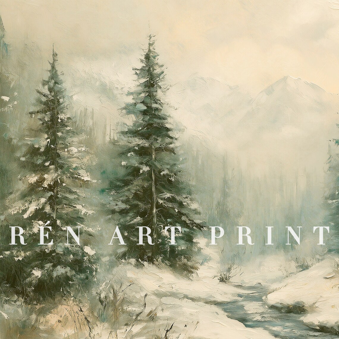 Winter Forest Painting Christmas Art Print - Image 3
