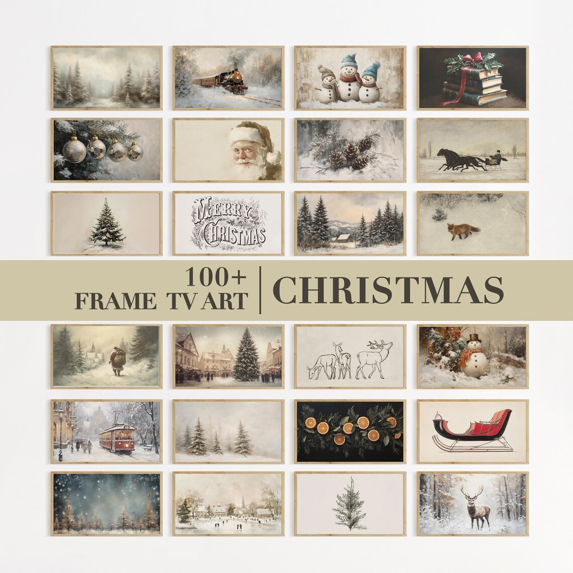 Christmas Frame TV Art Bundle, Winter Holiday Decor
