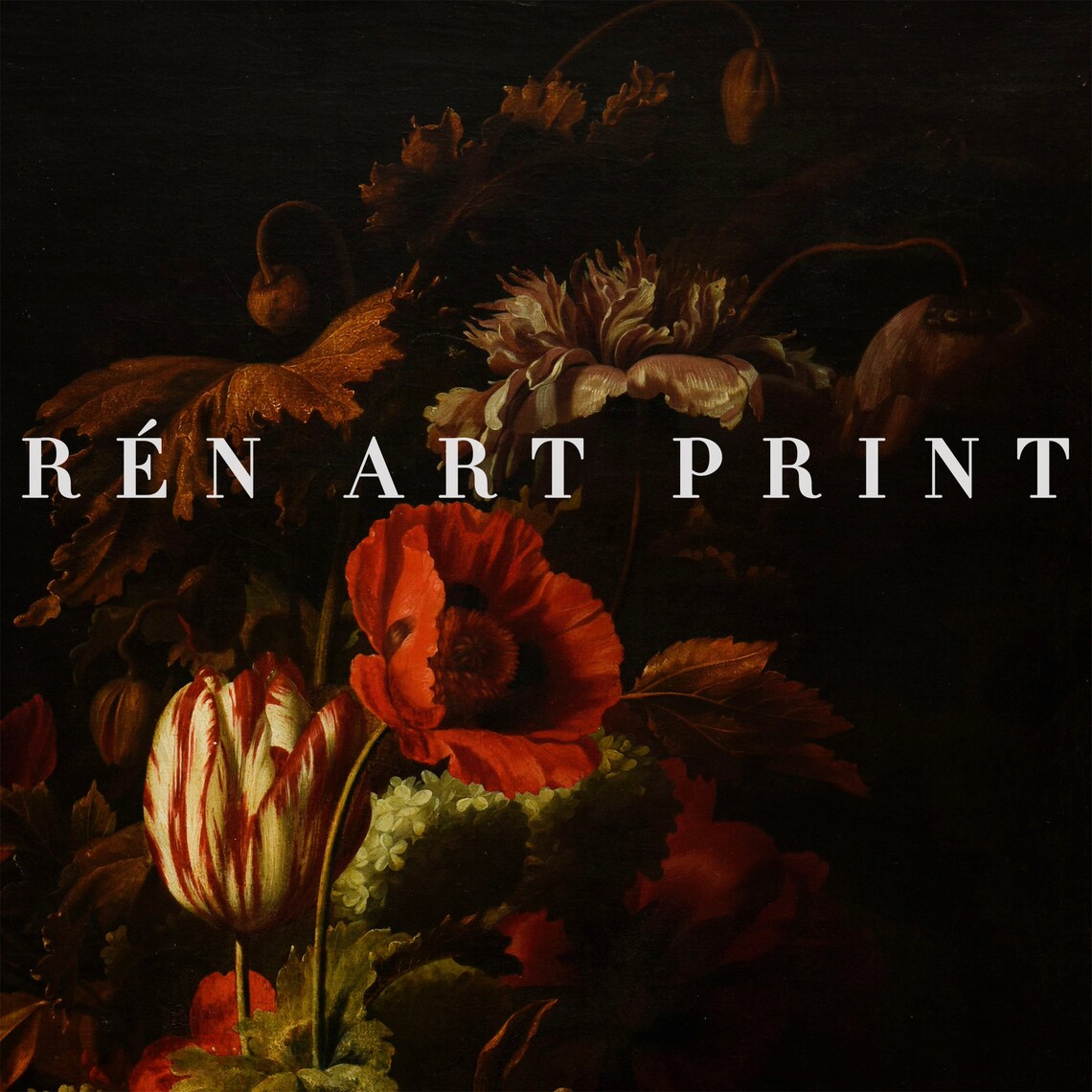 Dark Floral Wall Art, Moody Flower Painting Print - Image 3