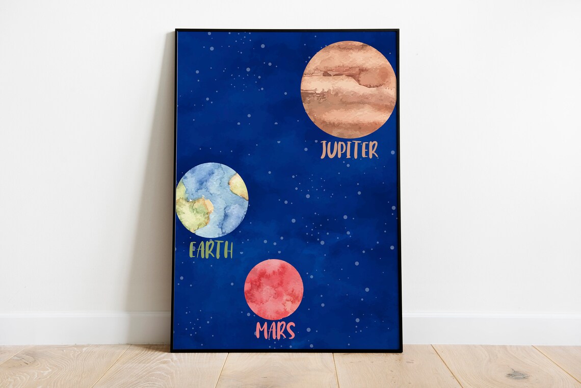 Planets Nursery Art Print, Kids Solar System Decor - Image 2