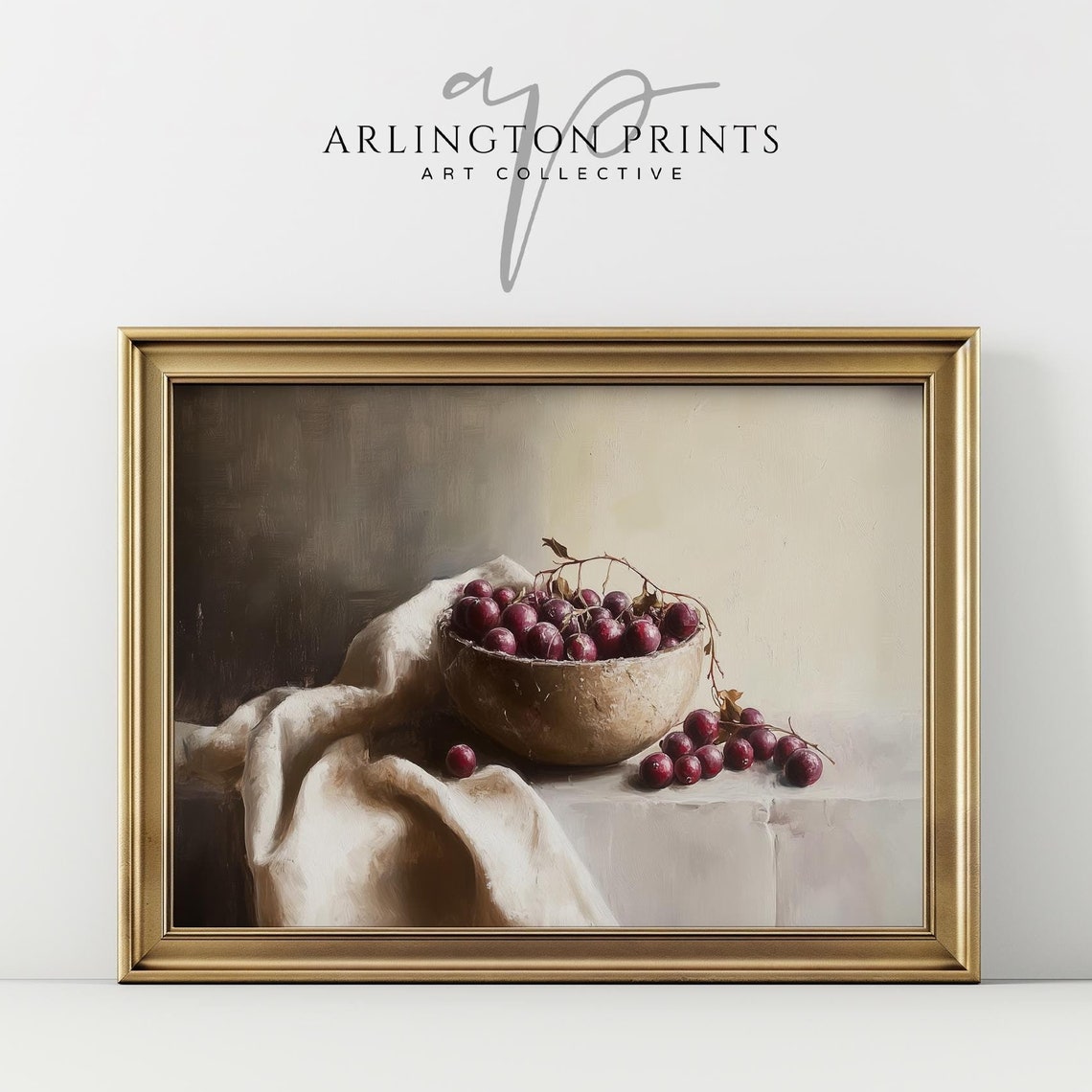 Rustic Cranberry Bowl Still Life Vintage Winter Painting Poster