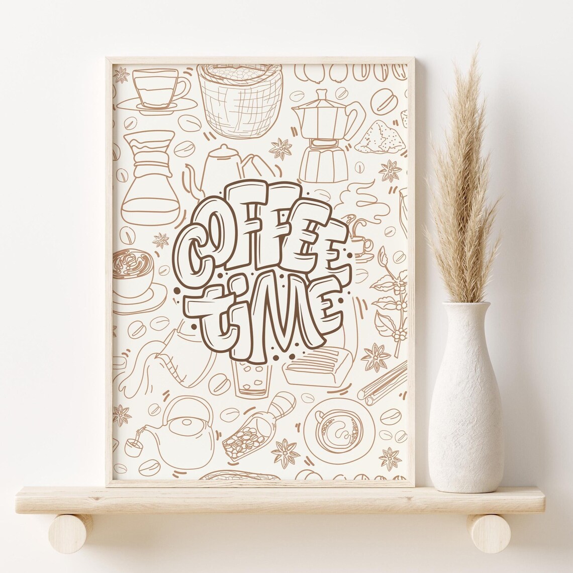 Coffee Time Minimalist Coffee Quote Art Print