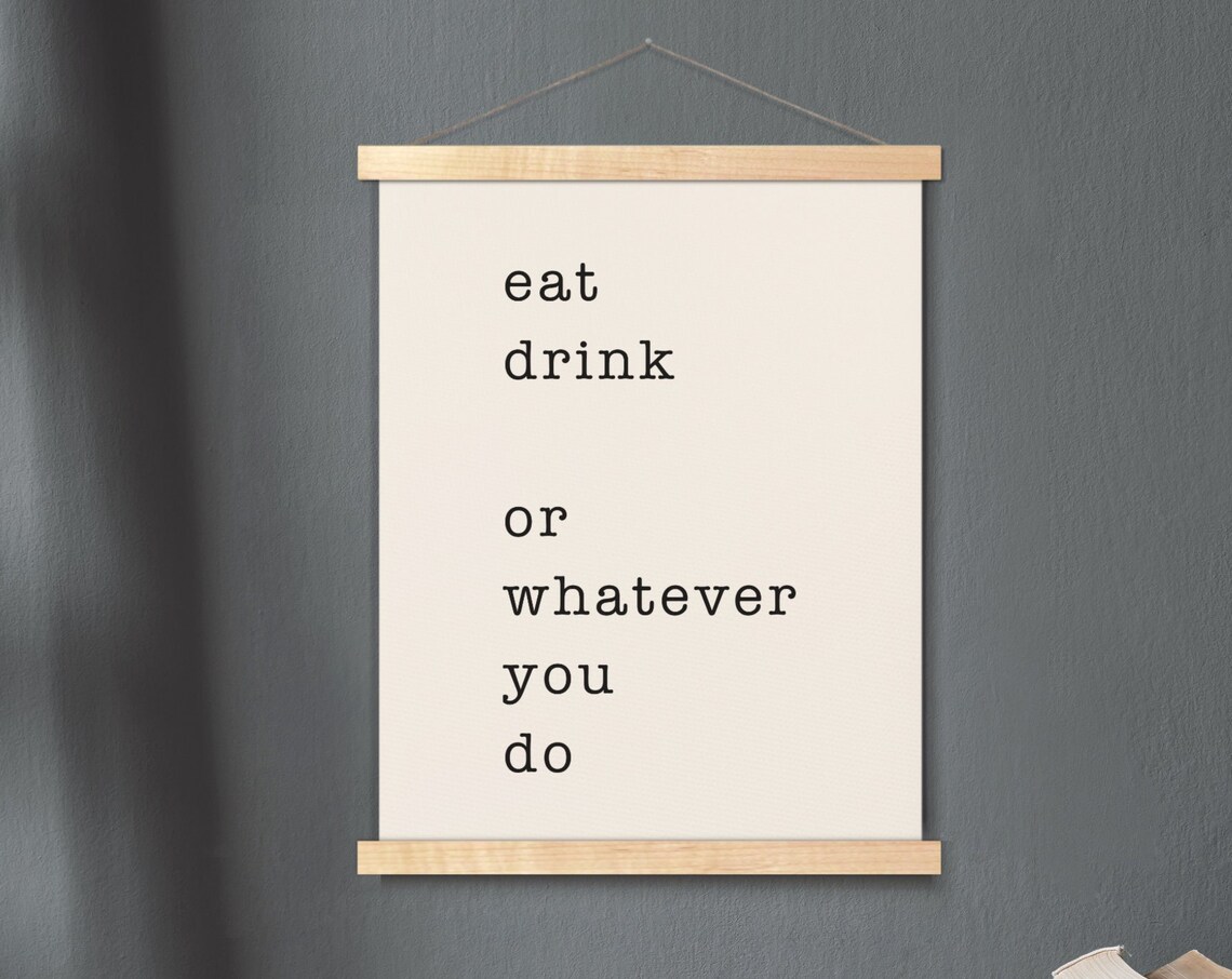 Eat Drink Or Whatever You Do 1 Corinthians 1031 Hanging Canvas Bible Verse Wall Art Scripture Poster Minimalist Print