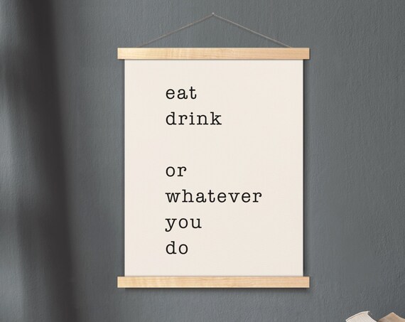 Eat Drink Or Whatever You Do 1 Corinthians 1031 Hanging Canvas Bible Verse Wall Art Scripture Poster Minimalist Print