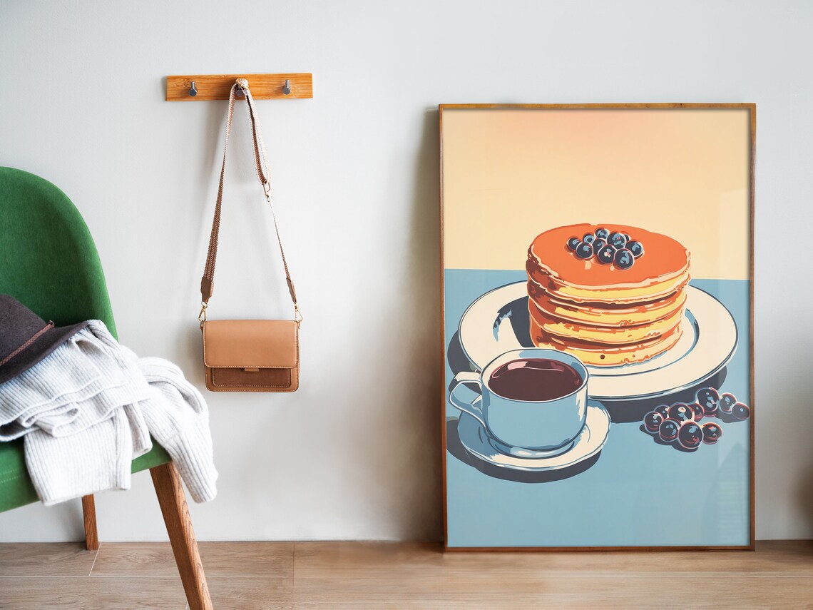 Pancakes Retro Breakfast Art Print, Dining Room Decor - Image 5