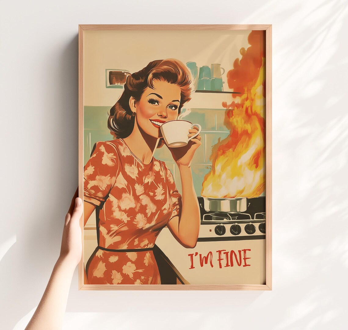 Funny Retro Kitchen Art Print, Vintage Housewife Humor