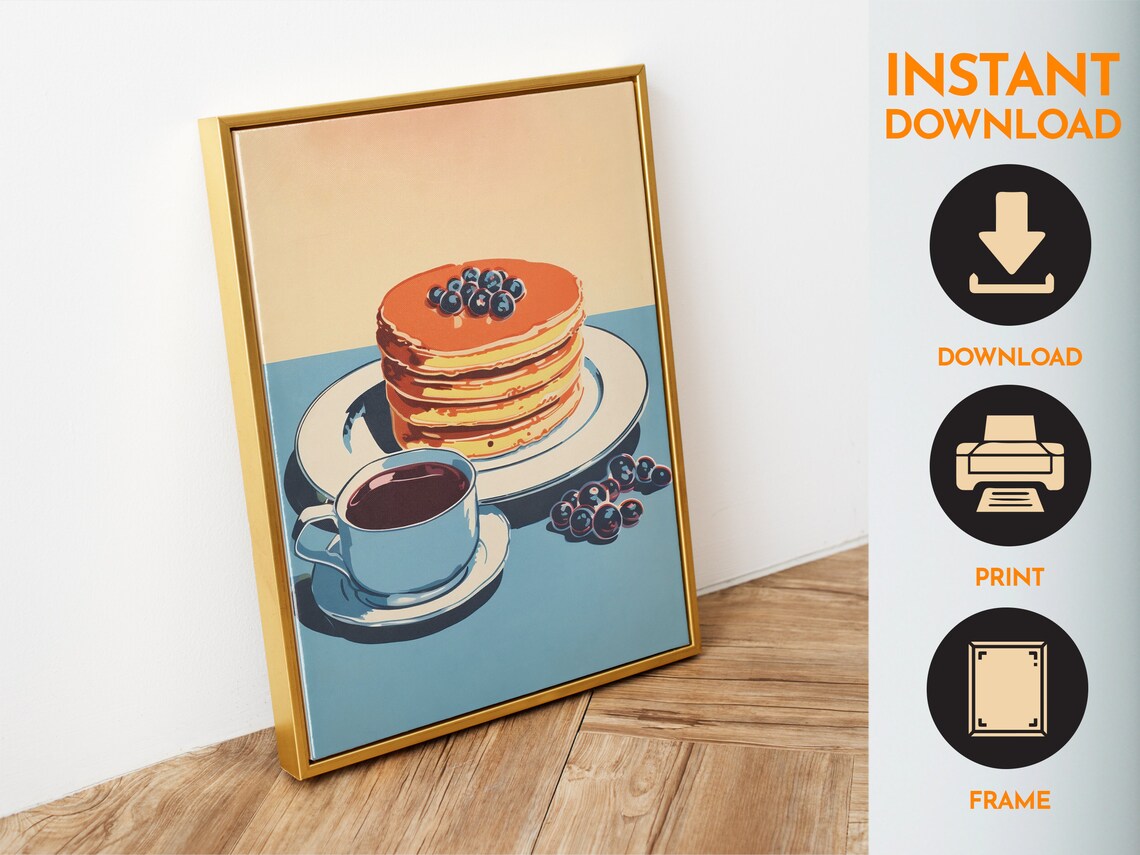 Pancakes Retro Breakfast Art Print, Dining Room Decor - Image 6