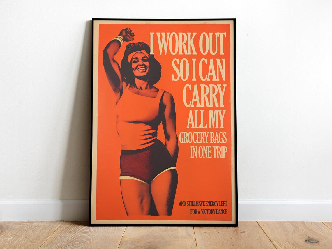 Retro Female Bodybuilder Gym Motivation Art Print
