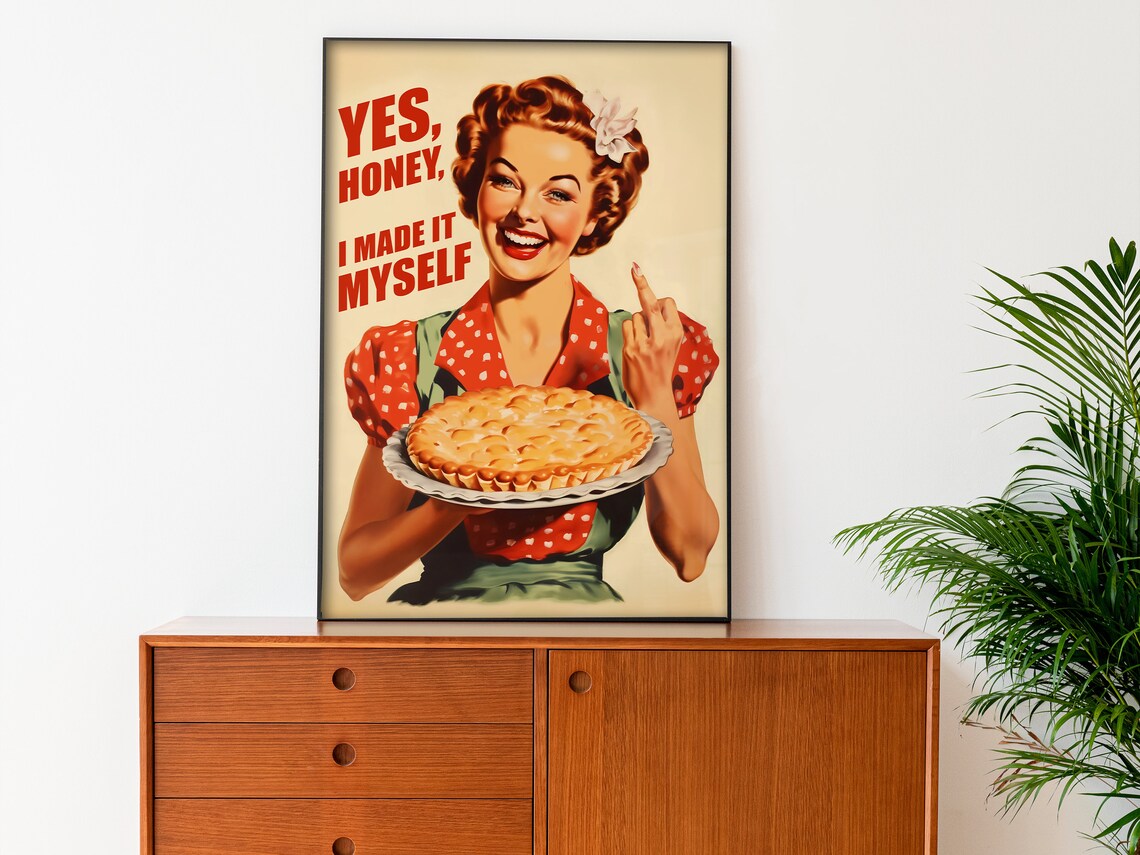 Retro Kitchen Housewife Art Print, 50s 60s Style - Image 2