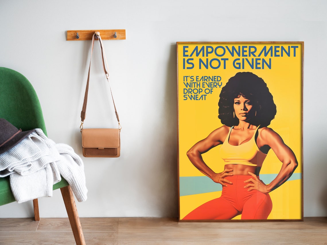 Gym Wall Art 70s Poster Gym Art Print Fitness Girl Poster Home Gym Motivation Black Woman Workout Fitness Poster - Image 5