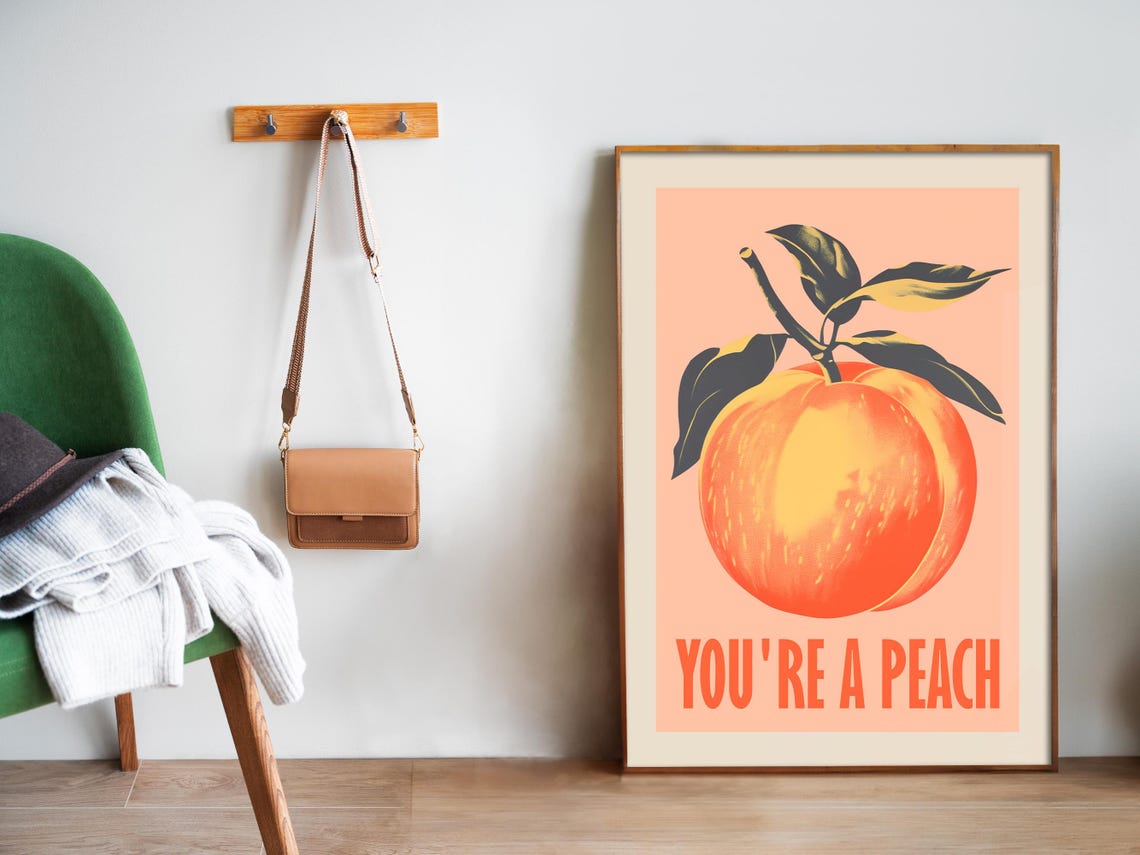 You Are A Peach Orange Fruit Pastel Minimal Kitchen Wall Poster - Image 5