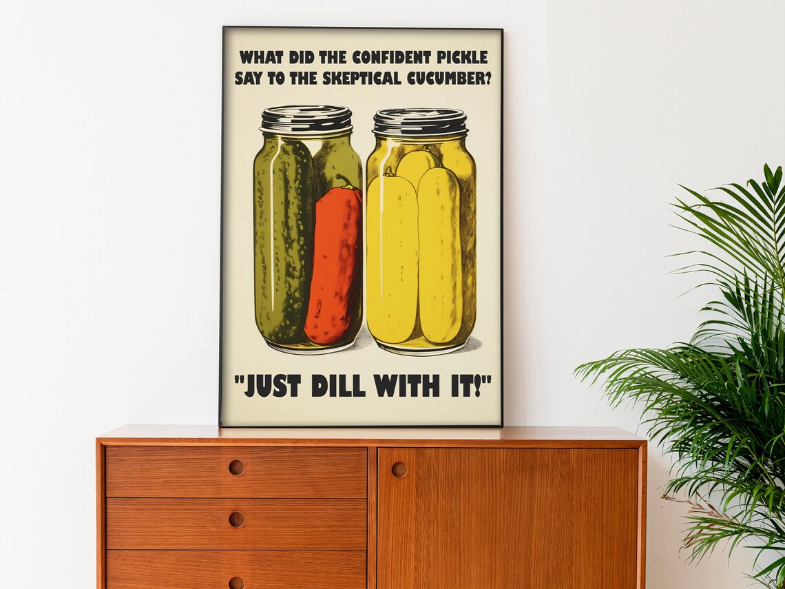 Retro Kitchen Print, Funny Pickle Art Poster - Image 2
