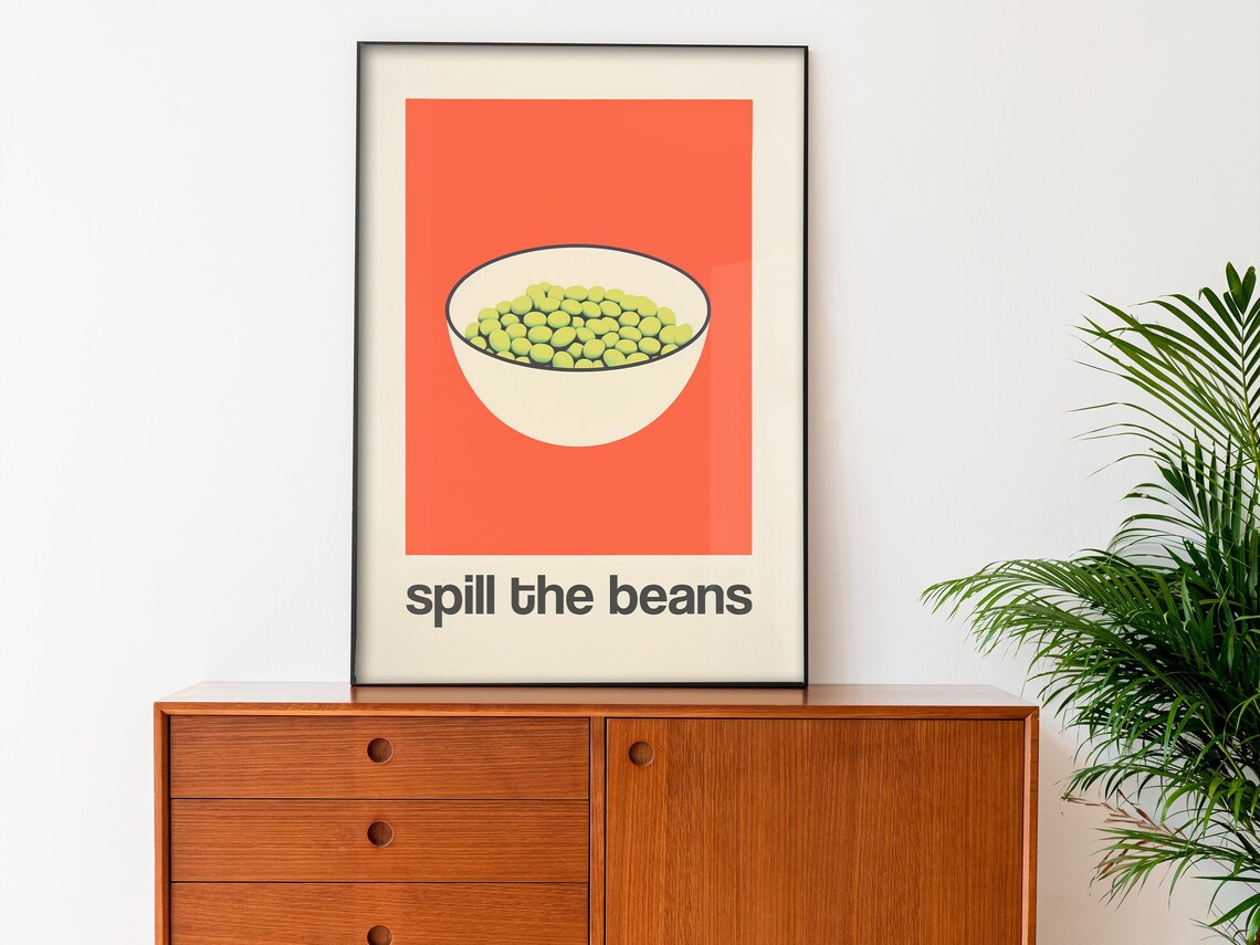 Spill The Beans Bowl Of Green Beans Mid Century Kitchen Poster - Image 2