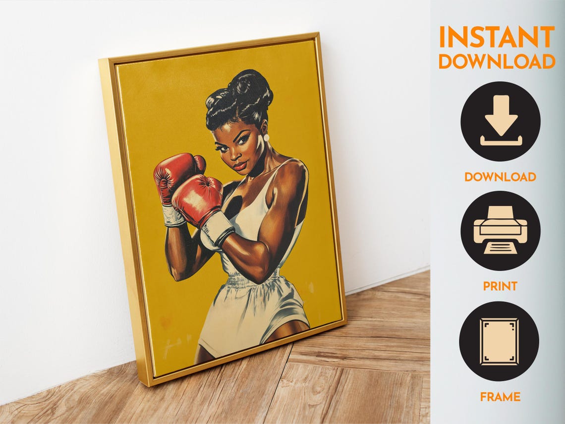 Woman Boxer With Red Gloves Bold Retro Fight Empowerment Poster - Image 6