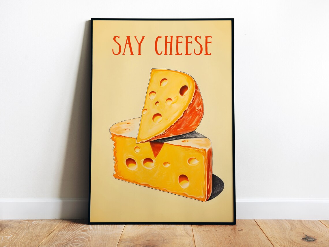 Retro Cheese Poster, Kitchen Wall Art Print