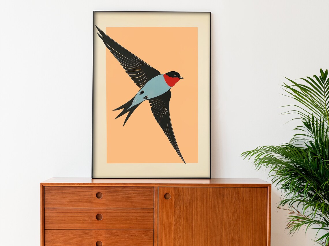 Vintage Barn Swallow Bird Illustration Retro Nature Art Poster - Image 3