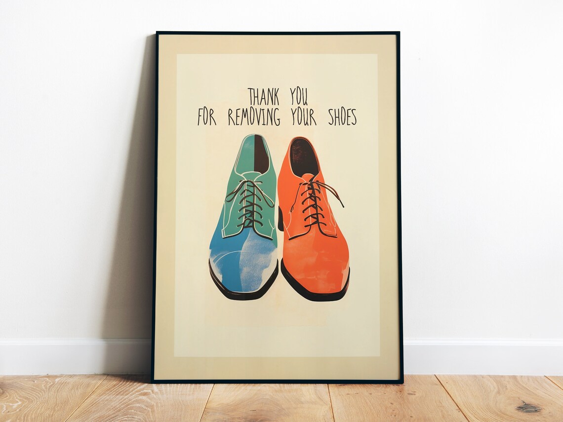 Thank You For Removing Your Shoes Cute Colorful Entryway Wall Poster
