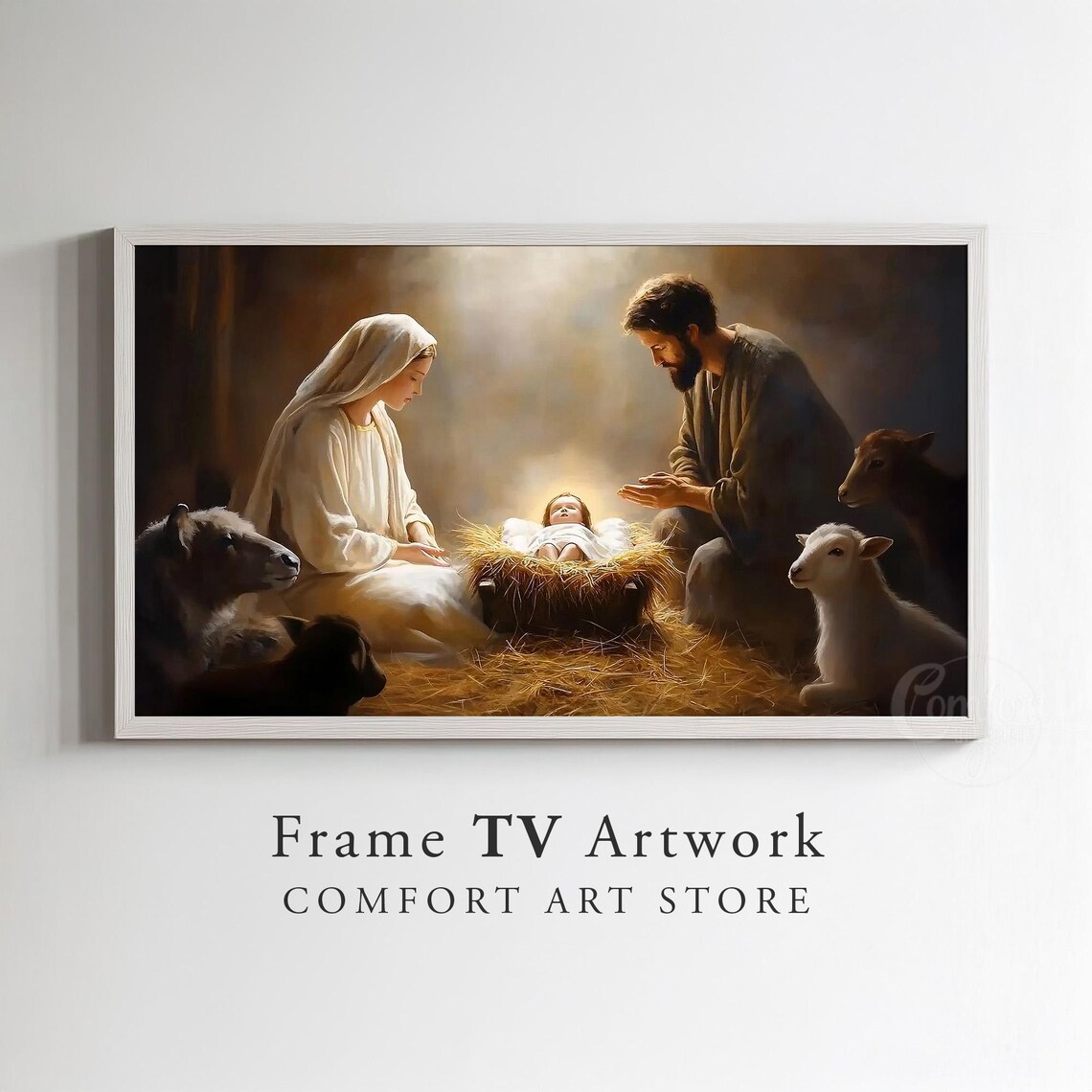 Holy Family Nativity With Mary Joseph and Baby Jesus Manger Poster - Image 3