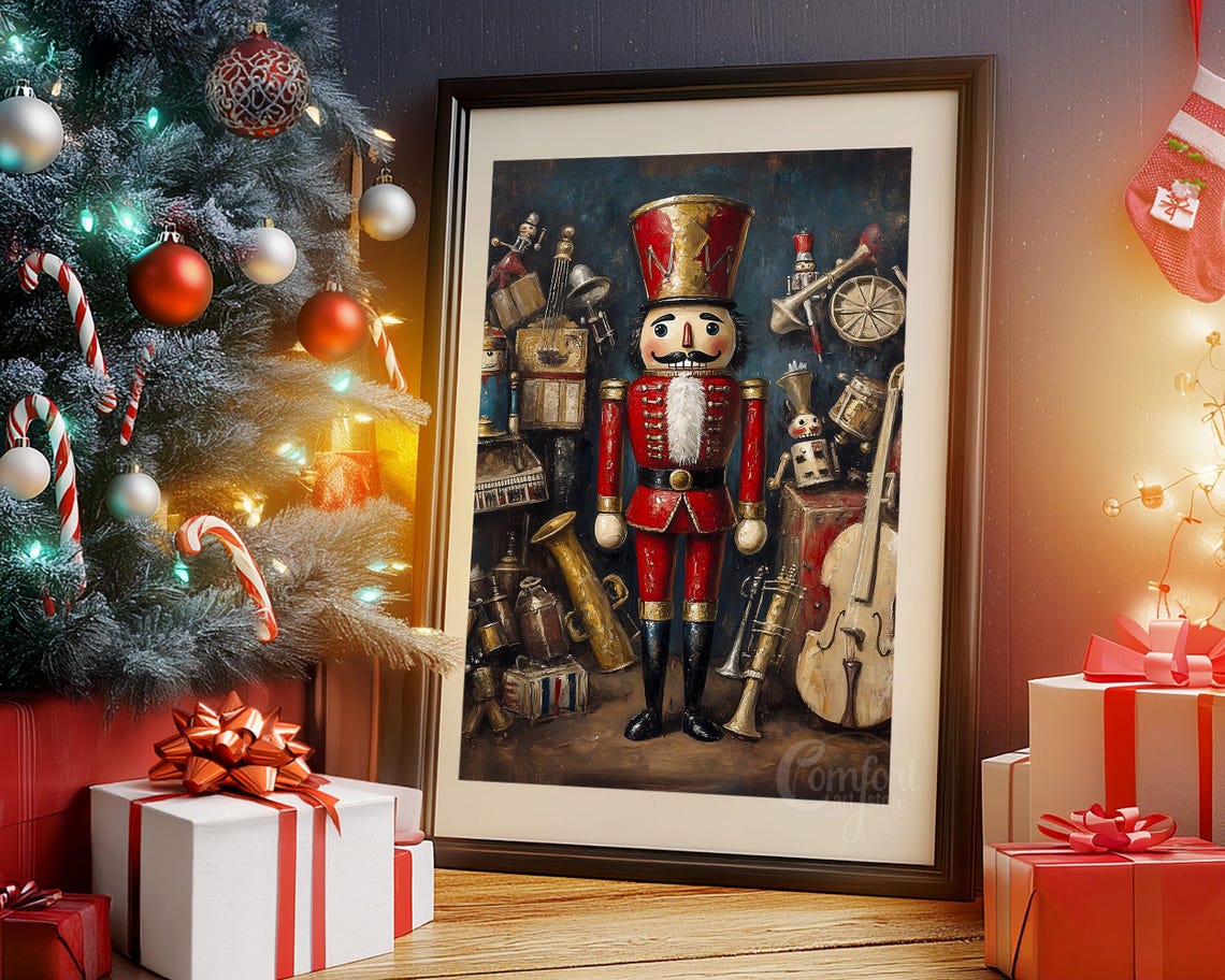 Nutcracker Soldier Surrounded by Vintage Brass Instruments Wall Art - Image 5