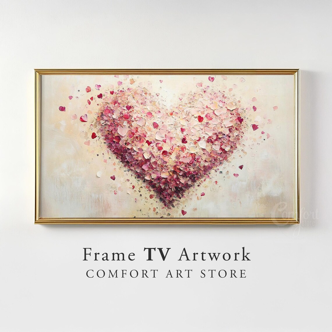Valentines Pink Petal Heart Romantic Floral Art Print Love Decor Gift - Image 2