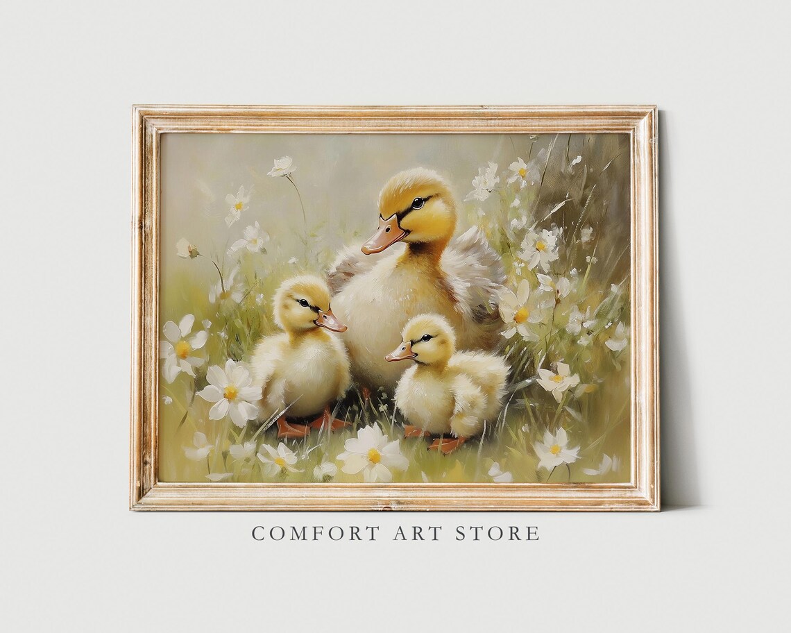 Easter Ducklings Print, Cute Spring Nursery Decor