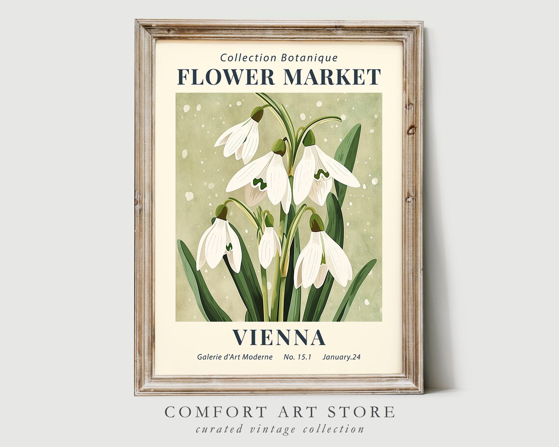 Vienna Flower Market Spring Snowdrop Travel Poster - Image 5