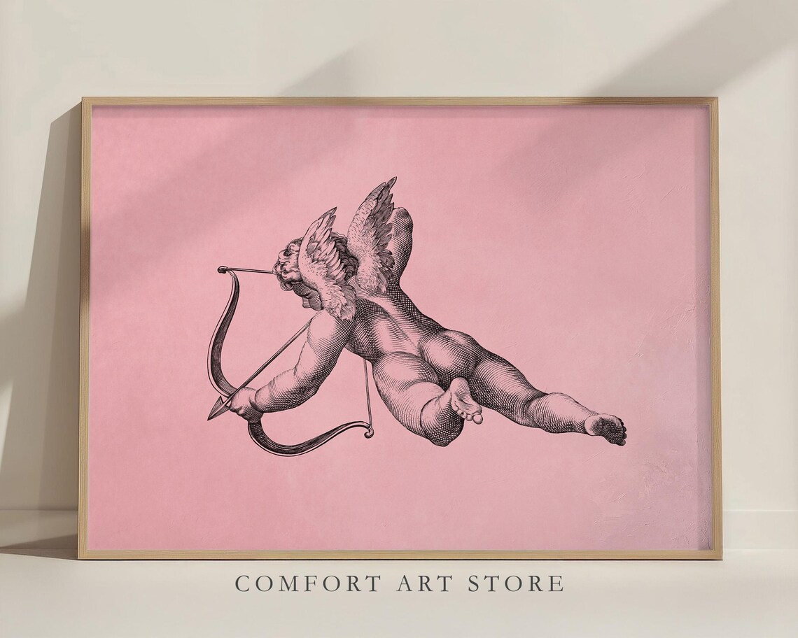 Cupid Archer Engraving Vintage Print Antique Valentine Cherub Poster - Image 3
