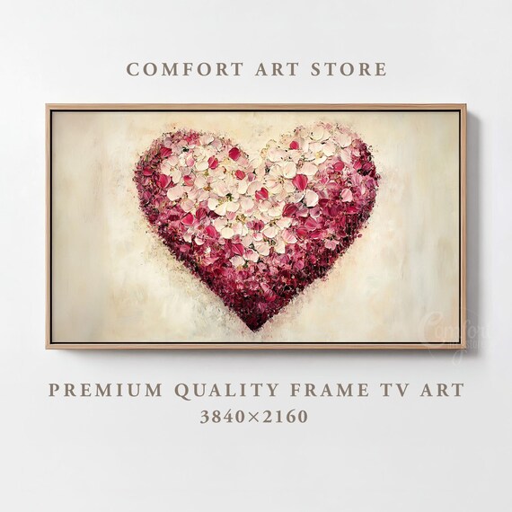Valentines Day Frame Tv Art Frame Tv Red Pink Heart Frame Tv Vintage Valentines Holiday Painting Moody Romantic Gift Home Dcor Tv