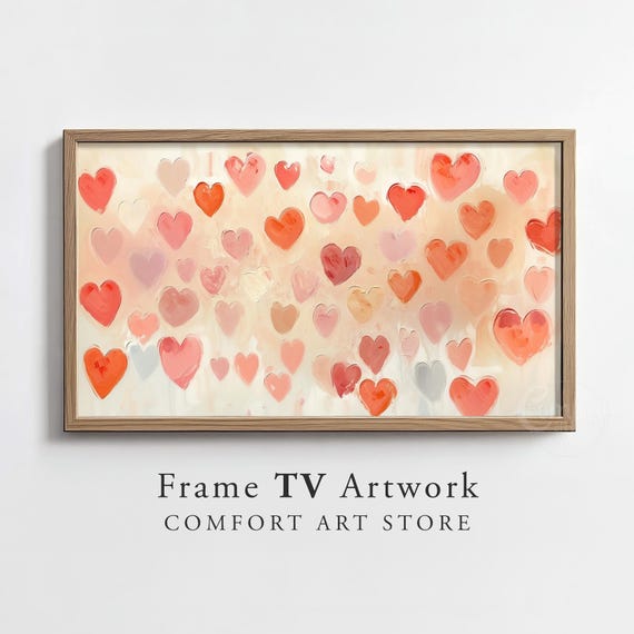 Valentines Day Frame Tv Art Frame Tv Red Pink Heart Frame Tv Vintage Valentines Holiday Painting Moody Romantic Dcor Seasonal Gift