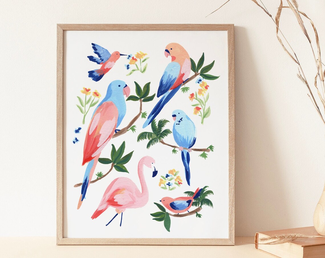 Jungle Birds II Wall Art Illustration Poster