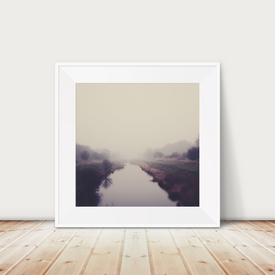 Suffolk Fens Misty River Fog Quiet Landscape Photography Poster