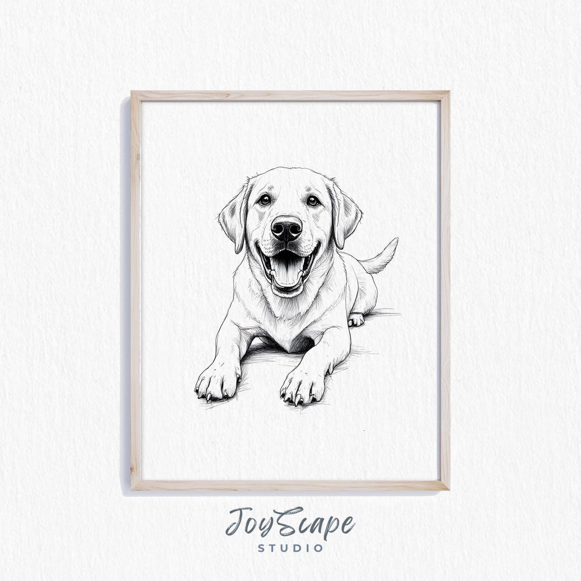 Happy Labrador Retriever Smile Black and White Sketch Poster