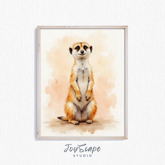 Meerkat Wall Art Rustic Animal Painting Earthy Wildlife Decor Cute Illustration Print For Home 295