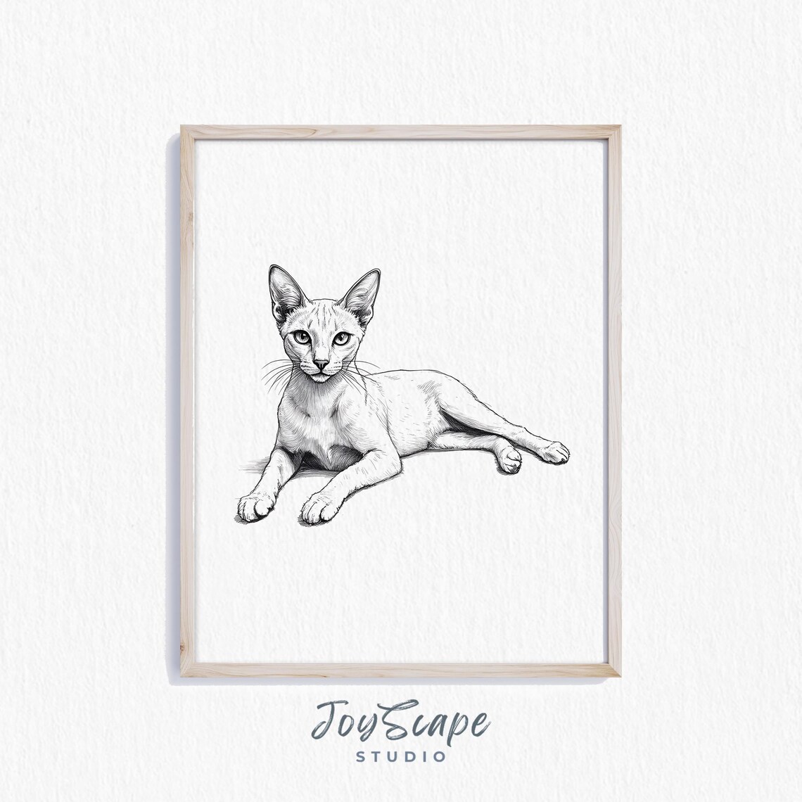 Oriental Shorthair Cat Minimalist Fine Line Ink Sketch Poster