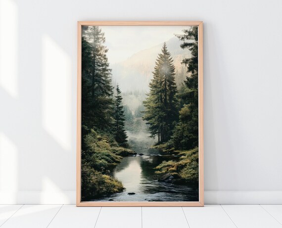 Forest Landscape Art Print, Dark Green Nature Poster