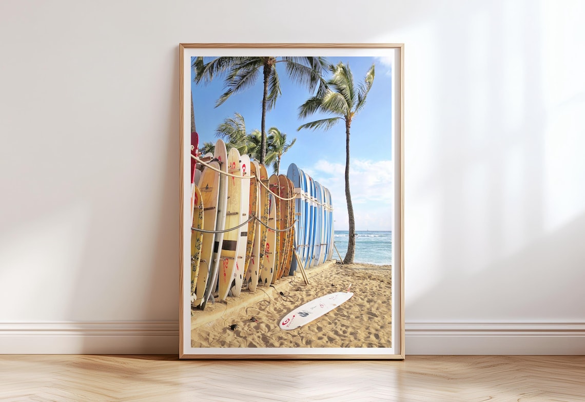 Surfboards Coastal Surf Poster, Beach Wall Art